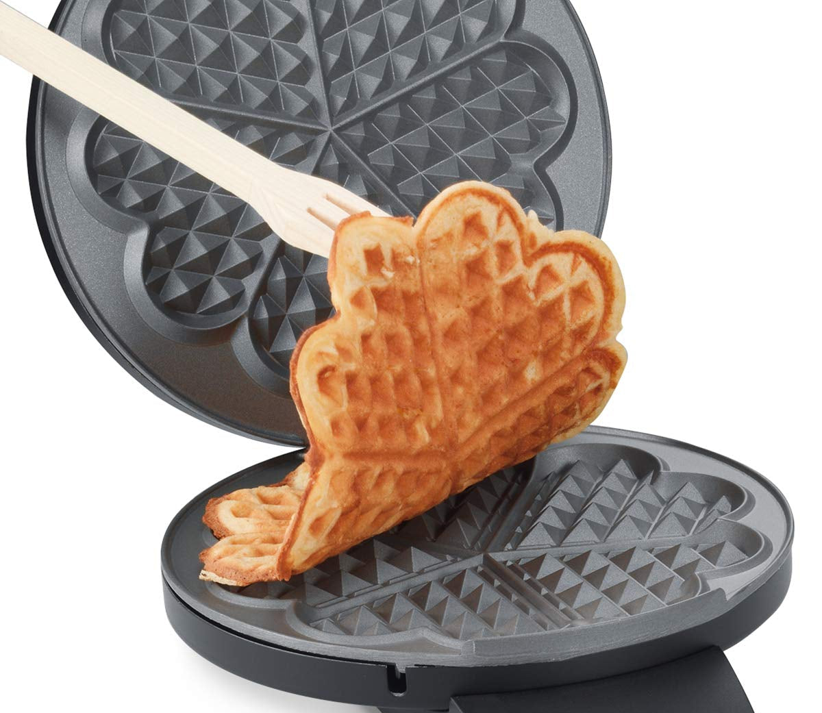 Waffeleisen für klassische Herzwaffeln, 930W, 15,5 cm, einstellbarer Bräunungsgrad, schwarz ✅